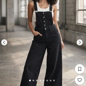 Universal Thread Black Wide-Leg Denim Overalls